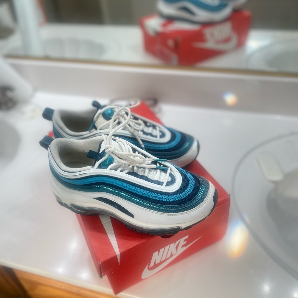 Nike Blue and White Air Max 97 Sneakers